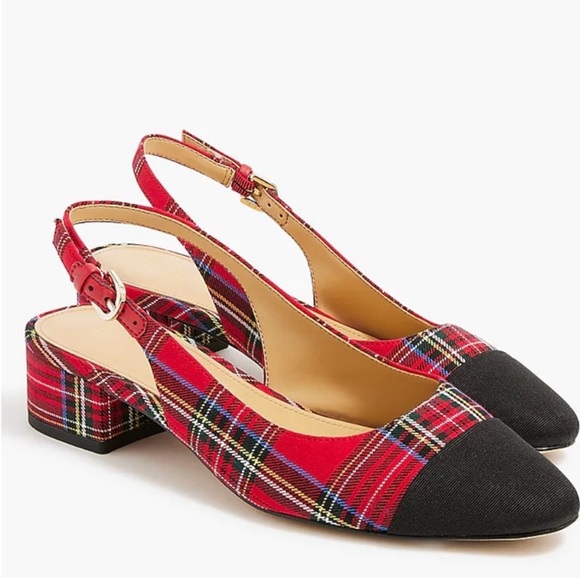 J. Crew Shoes - J. Crew Red and Black Tartan Plaid Slingback, NWT